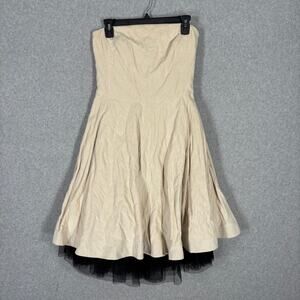 Banana Republic Dress 4P Cream Velvet Suede‎ Neutral Tulle Party Witchy Whimsy